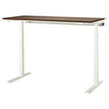 MITTZON desk sit/stand, electric walnut veneer/white, 160x80 cm