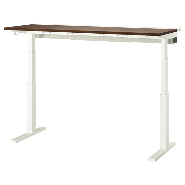 MITTZON desk sit/stand, electric walnut veneer/white, 160x60 cm