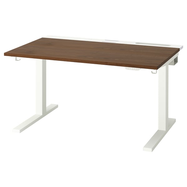 MITTZON desk sit/stand, electric walnut veneer/white, 120x80 cm