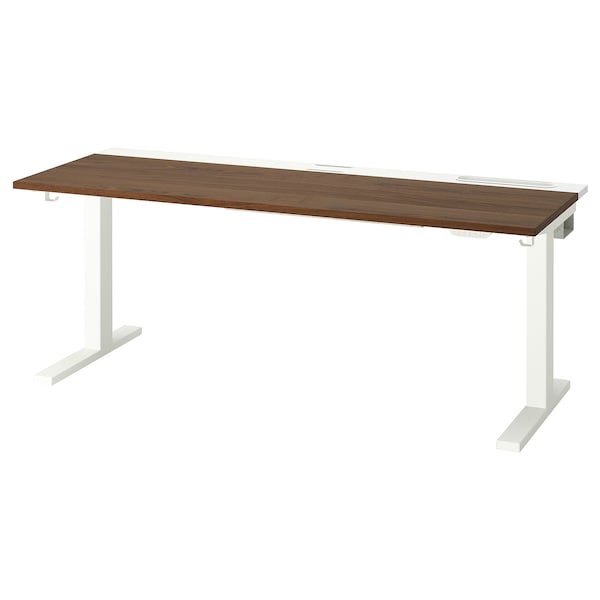 MITTZON - Height-adjustable desk, electric walnut veneer/white,160x60 cm