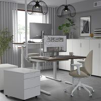 MITTZON - Height-adjustable desk, electric walnut veneer/white,120x80 cm