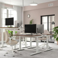 MITTZON - Height-adjustable desk, electric walnut veneer/white,120x80 cm