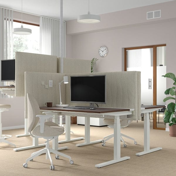 Ikea MITTZON - Height-adjustable desk, electric walnut veneer/white,140x60 cm