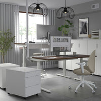 MITTZON - Height-adjustable desk, electric walnut veneer/white,160x60 cm