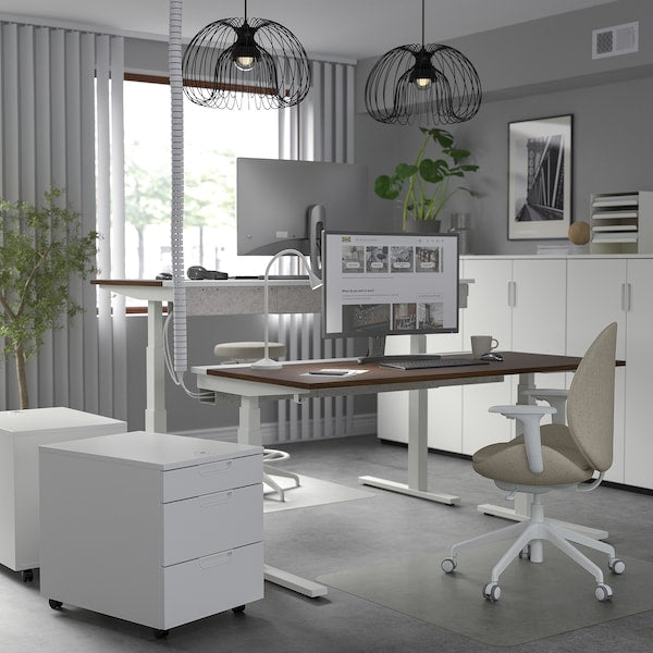 MITTZON - Height-adjustable desk, electric walnut veneer/white,160x80 cm