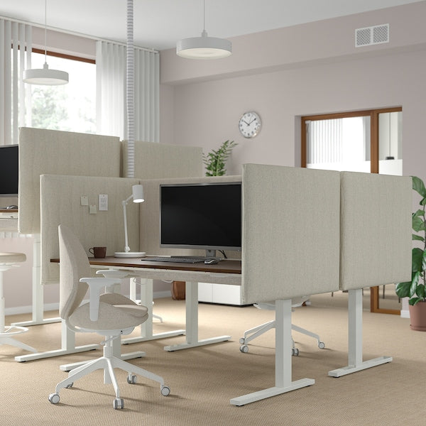 MITTZON - Height-adjustable desk, electric walnut veneer/white,160x60 cm