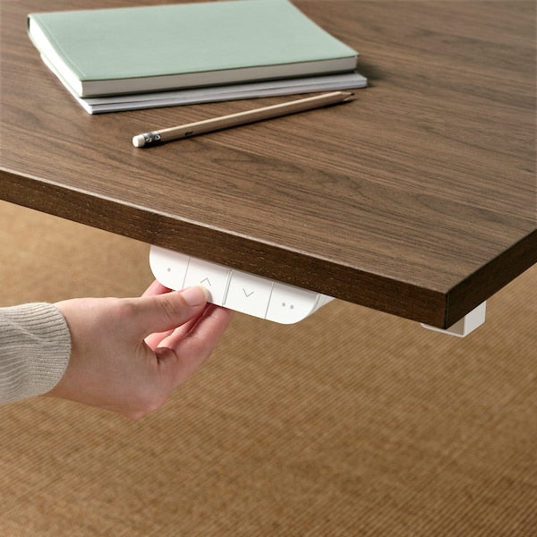 MITTZON - Height-adjustable desk, electric walnut veneer/white,160x60 cm