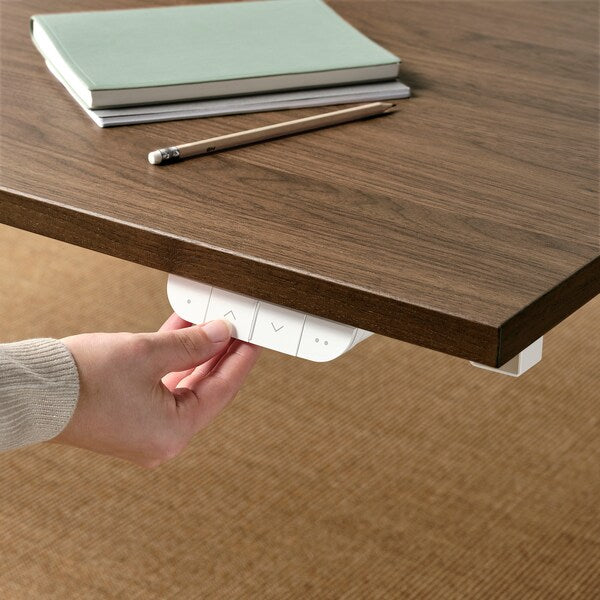 MITTZON - Height-adjustable desk, electric walnut veneer/white,140x60 cm