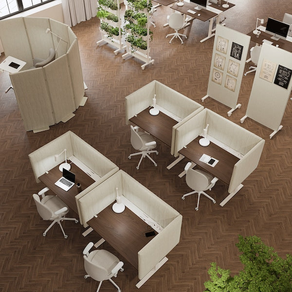 MITTZON - Height-adjustable desk, electric walnut veneer/white,140x80 cm