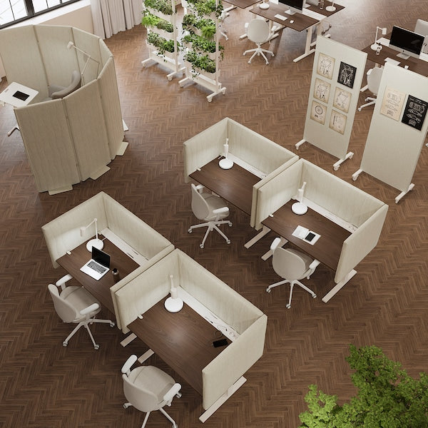 MITTZON - Height-adjustable desk, electric walnut veneer/white,140x60 cm