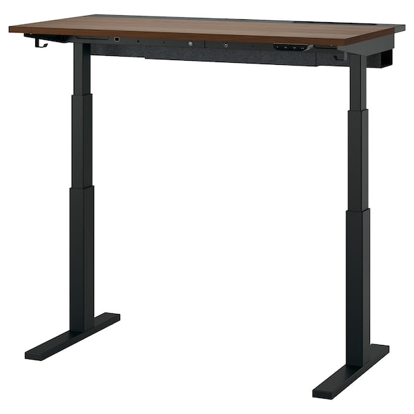 MITTZON - Height-adjustable desk, electric walnut veneer/black,120x60 cm