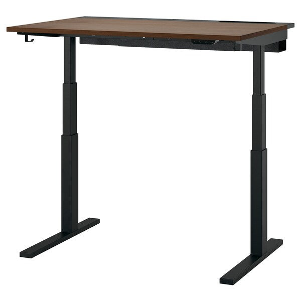 MITTZON - Height-adjustable desk, electric walnut veneer/black,120x80 cm