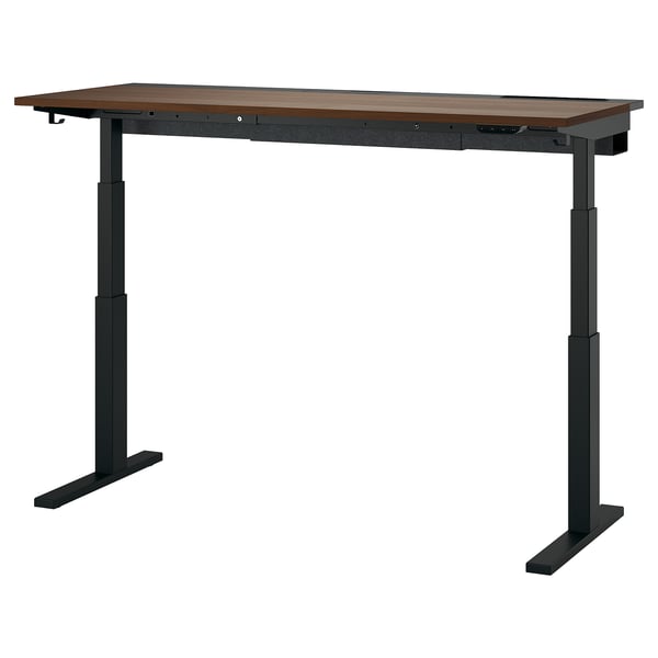 MITTZON desk sit/stand, electric walnut veneer/black, 160x60 cm