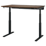 MITTZON desk sit/stand, electric walnut veneer/black, 140x80 cm