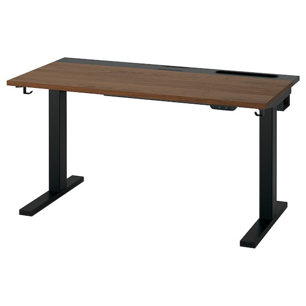 Ikea MITTZON - Height-adjustable desk, electric walnut veneer/black,120x60 cm