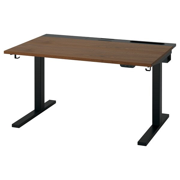 MITTZON - Height-adjustable desk, electric walnut veneer/black,120x80 cm