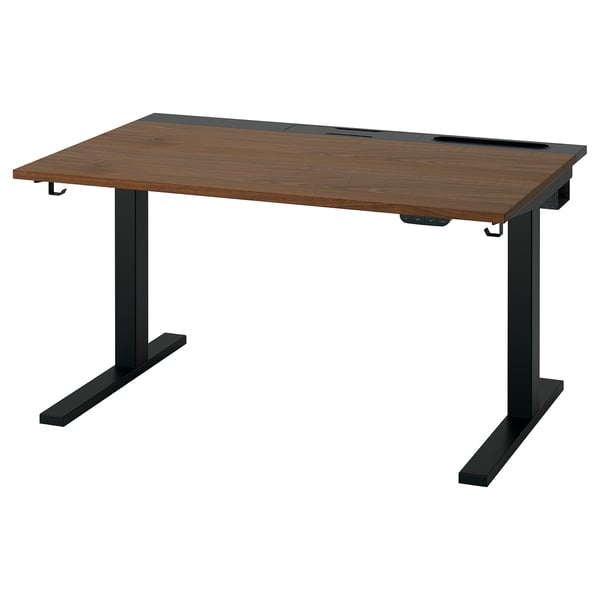 MITTZON desk sit/stand, electric walnut veneer/black, 120x80 cm
