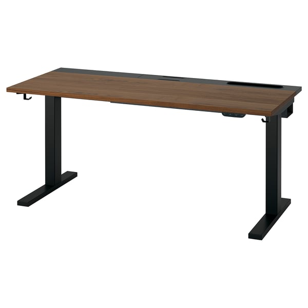 MITTZON desk sit/stand, electric walnut veneer/black, 140x60 cm