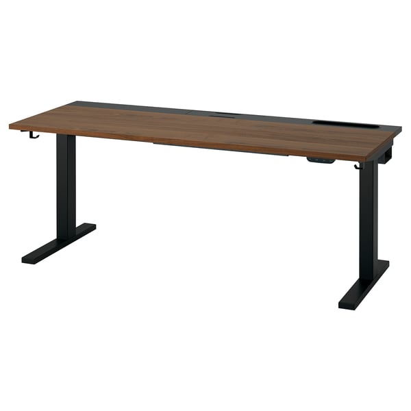 MITTZON desk sit/stand, electric walnut veneer/black, 160x60 cm