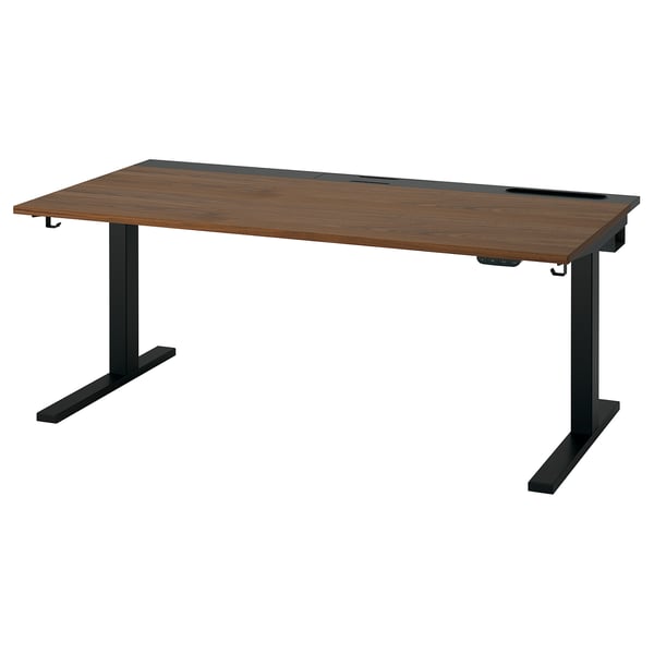 MITTZON desk sit/stand, electric walnut veneer/black, 160x80 cm