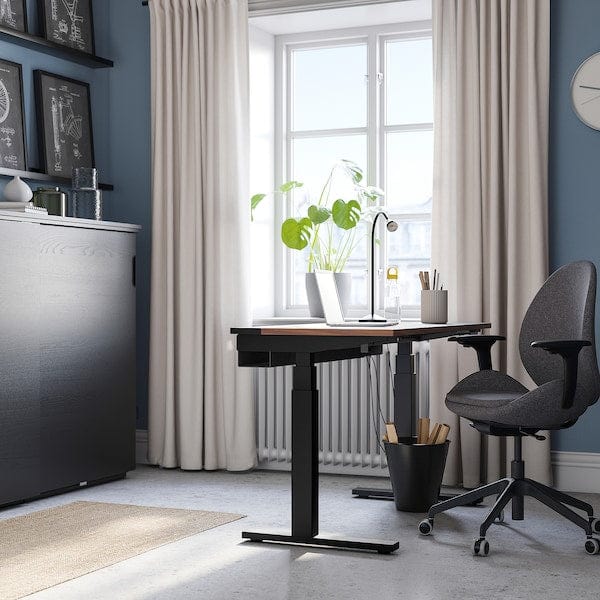 Ikea MITTZON - Height-adjustable desk, electric walnut veneer/black,120x60 cm