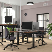 MITTZON - Height-adjustable desk, electric walnut veneer/black,120x60 cm
