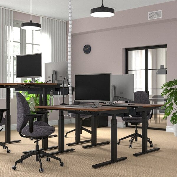 Ikea MITTZON - Height-adjustable desk, electric walnut veneer/black,120x60 cm