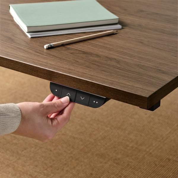 MITTZON desk sit/stand, electric walnut veneer/black, 140x60 cm