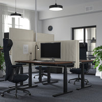 MITTZON - Height-adjustable desk, electric walnut veneer/black,140x80 cm