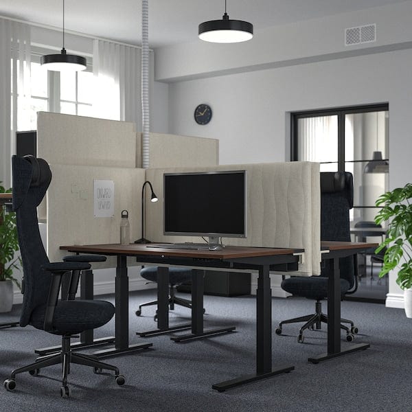 Ikea MITTZON - Height-adjustable desk, electric walnut veneer/black,140x80 cm