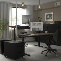MITTZON - Height-adjustable desk, electric walnut veneer/black,160x80 cm