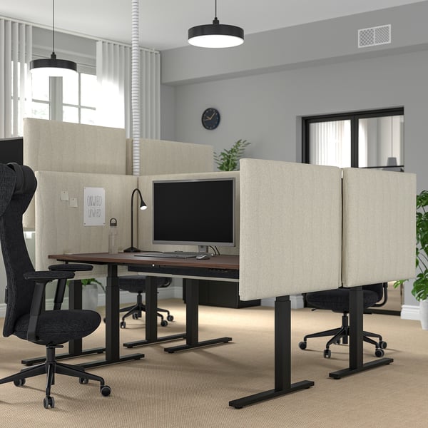 MITTZON desk sit/stand, electric walnut veneer/black, 160x60 cm