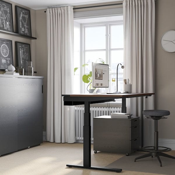 Ikea MITTZON - Height-adjustable desk, electric walnut veneer/black,160x60 cm