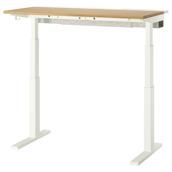 MITTZON - Height-adjustable desk, electric oak veneer/white,120x60 cm