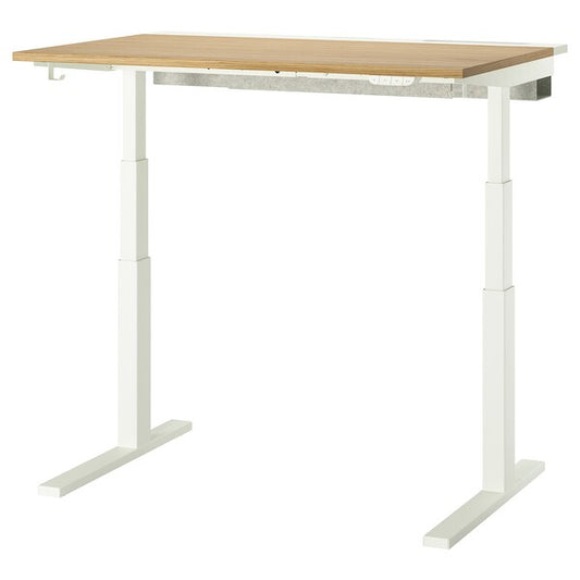 MITTZON - Height-adjustable desk, electric oak veneer/white,120x80 cm