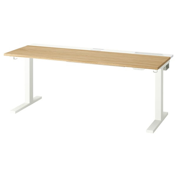 MITTZON - Height-adjustable desk, electric oak veneer/white,160x60 cm