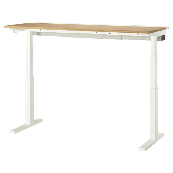 MITTZON - Height-adjustable desk, electric oak veneer/white,160x60 cm