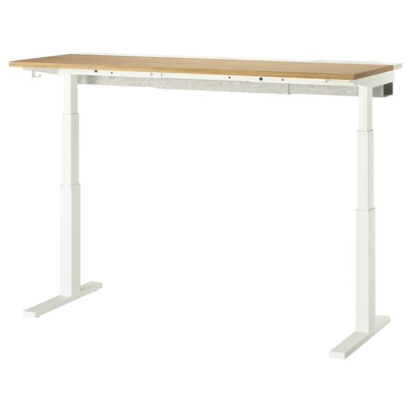 MITTZON desk sit/stand, electric oak veneer/white, 160x60 cm