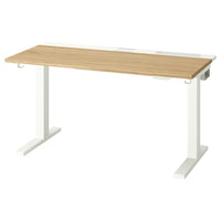 MITTZON - Height-adjustable desk, electric oak veneer/white,120x60 cm