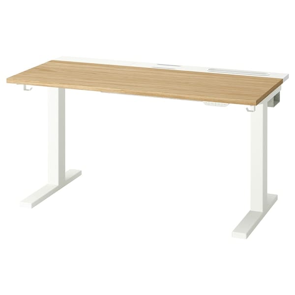 Ikea MITTZON - Height-adjustable desk, electric oak veneer/white,120x60 cm