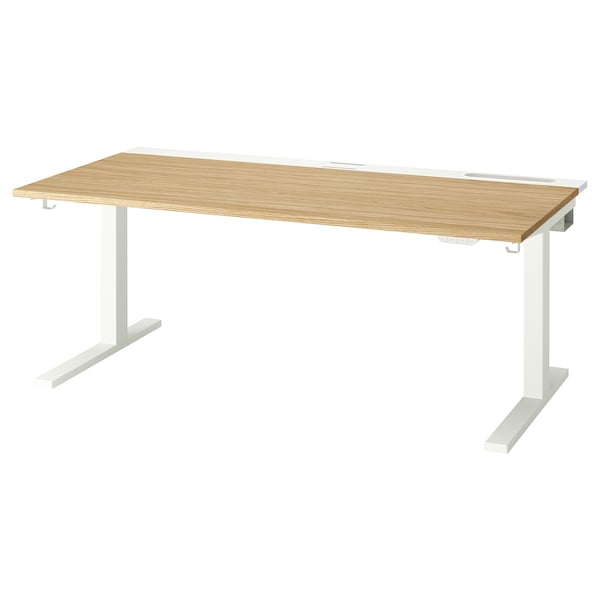 Ikea MITTZON - Height-adjustable desk, electric oak veneer/white,160x80 cm