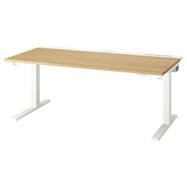MITTZON - Height-adjustable desk, electric oak veneer/white,160x80 cm