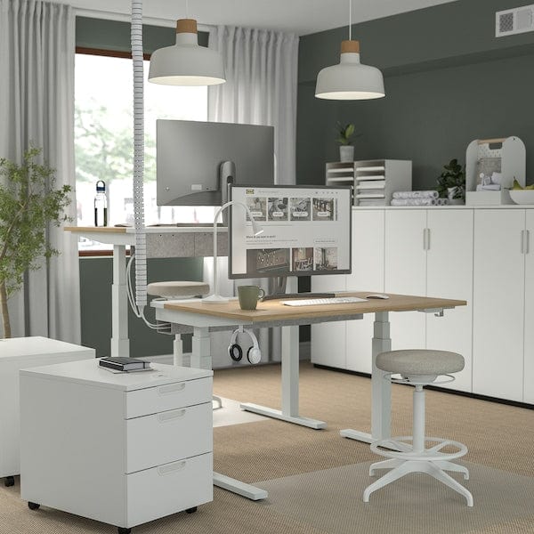 Ikea MITTZON - Height-adjustable desk, electric oak veneer/white,120x60 cm