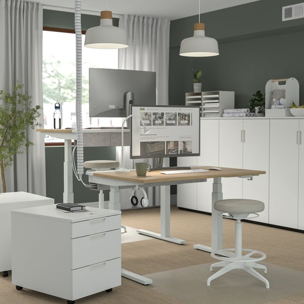 MITTZON desk sit/stand, electric oak veneer/white, 120x80 cm