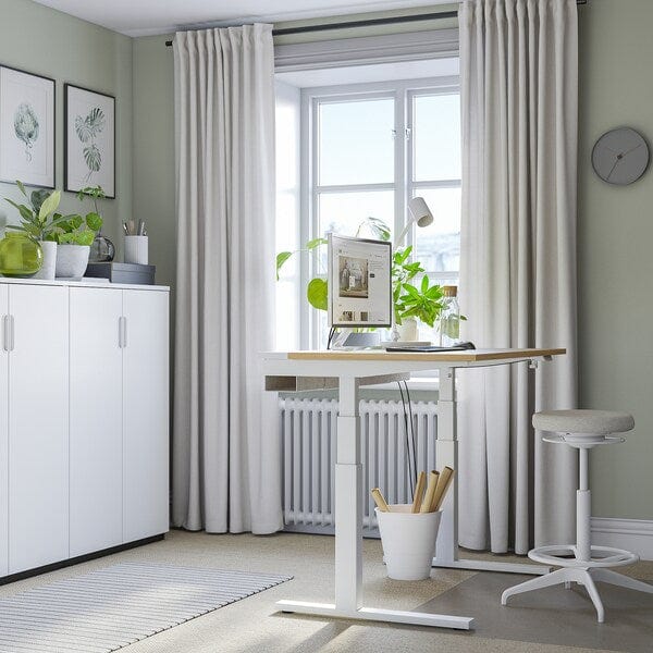 Ikea MITTZON - Height-adjustable desk, electric oak veneer/white,120x60 cm