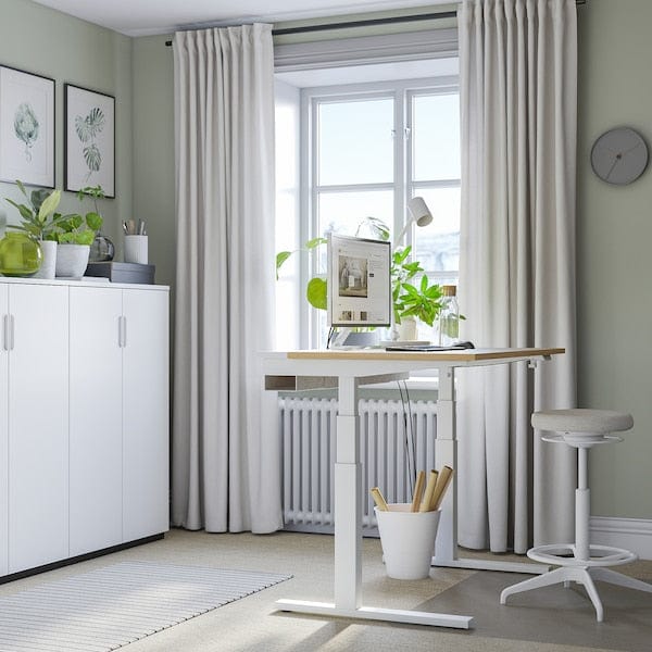 Ikea MITTZON - Height-adjustable desk, electric oak veneer/white,120x80 cm