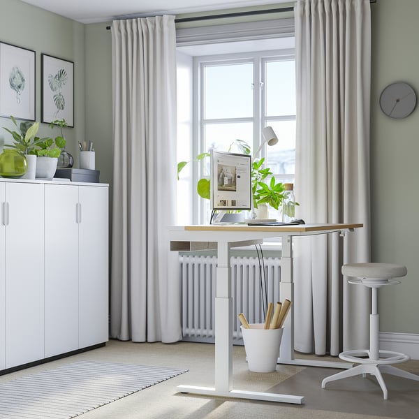 MITTZON desk sit/stand, electric oak veneer/white, 120x80 cm
