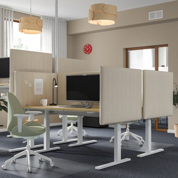 Ikea MITTZON - Height-adjustable desk, electric oak veneer/white,160x60 cm
