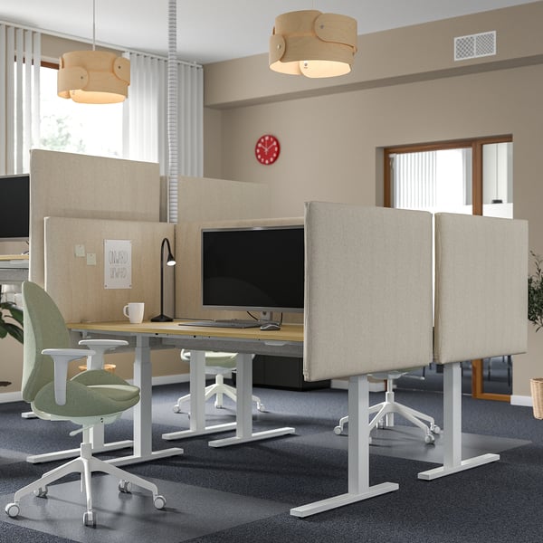MITTZON - Height-adjustable desk, electric oak veneer/white,160x80 cm