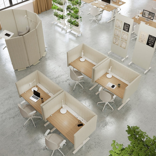 MITTZON - Height-adjustable desk, electric oak veneer/white,120x60 cm